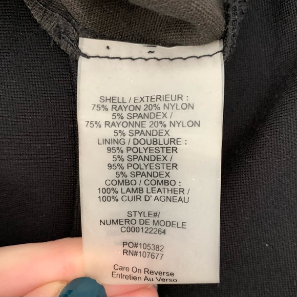 Alice + Olivia Lamb Leather Side Panel Black Leggings, Size 8 - Picture 8 of 9